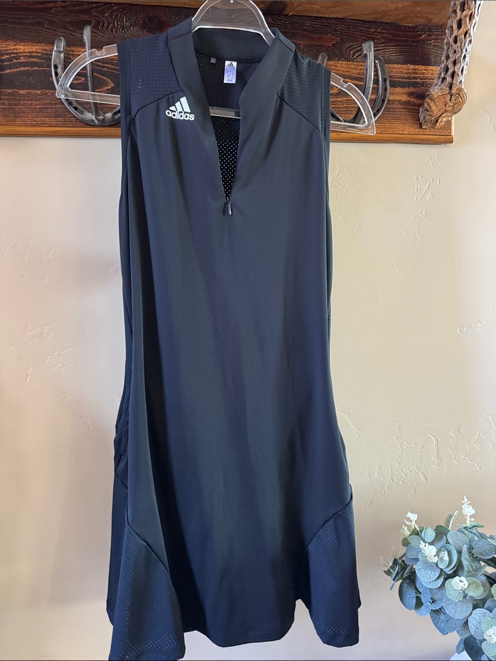 adidas Black Sleeveless Zip-Front Sport Dress